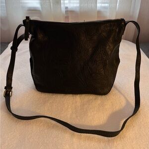 American Leather Co. Black Tooled Crossbody/Shoulder Bag